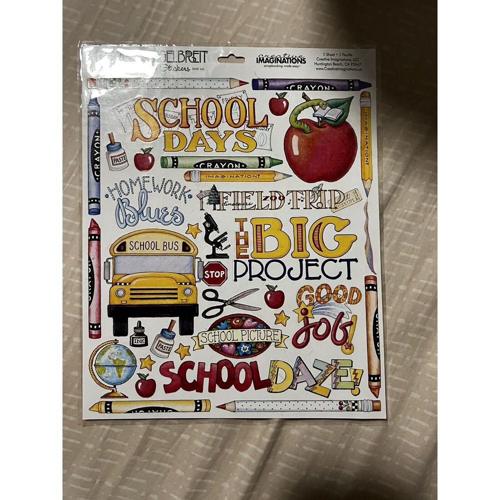 Vintage Mary Engelbreit School Days Themed‎ Stickers Sheet Rare New